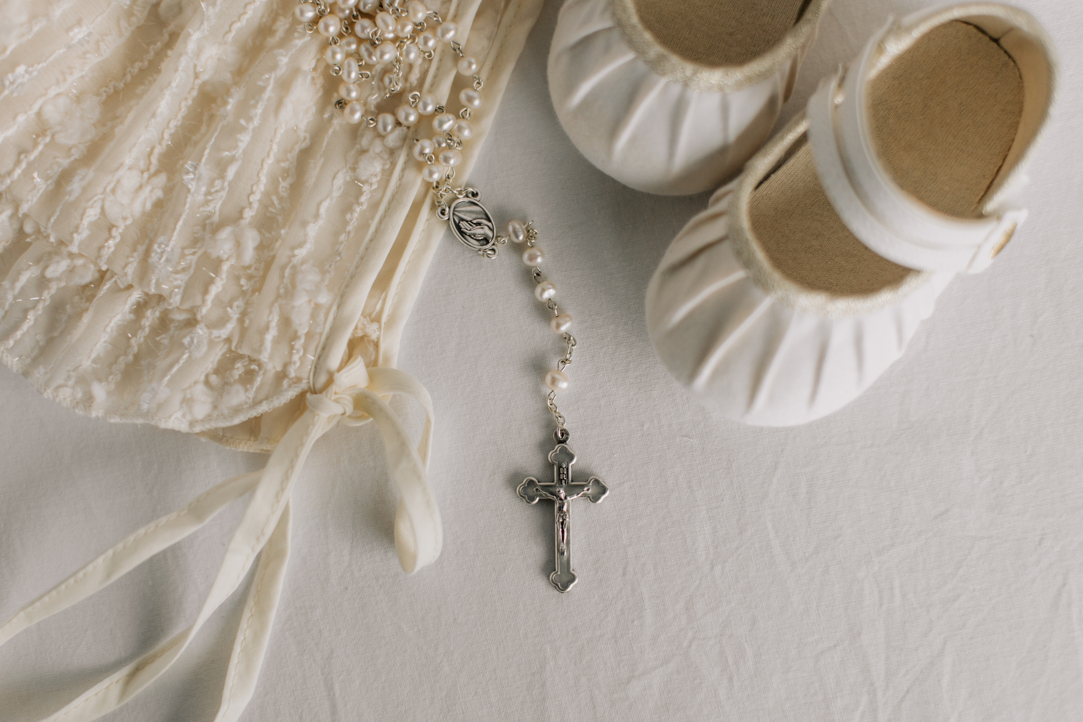 Baptism Dress and Shoes with Rosary